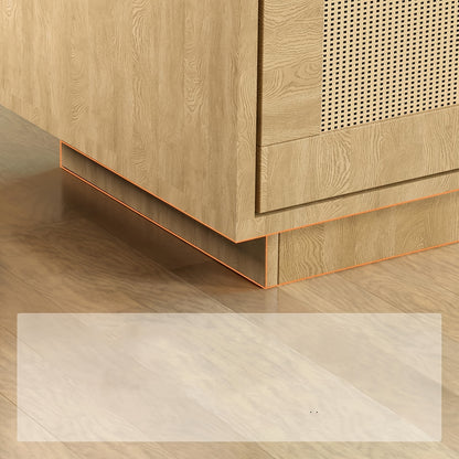 Boekenkast – Boekplank – Opbergkast – Vakkenkast – Boho Kast – 5-laags met Rieten Deuren – Natuurlijke Houtlook – Stevig Vloerstaand Ontwerp