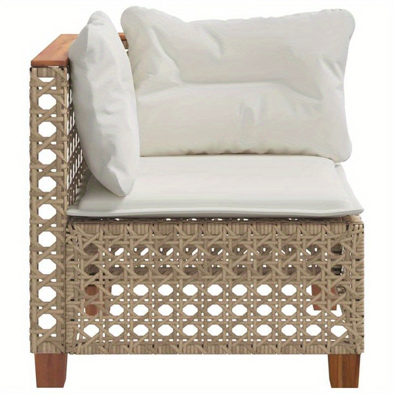 Buitenbank – Loungesofa – Loveseat – Tuinbank – Terrasbank – Beige Kussens – Weerbestendig Gevlochten Resin – Stevig Stalen Frame
