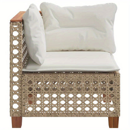 Buitenbank – Loungesofa – Loveseat – Tuinbank – Terrasbank – Beige Kussens – Weerbestendig Gevlochten Resin – Stevig Stalen Frame