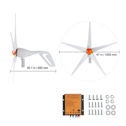 Windgenerator – Windturbine – Windmolen – Windenergie Generator – 500W Vermogen – 12V Met Verstelbare Windrichting