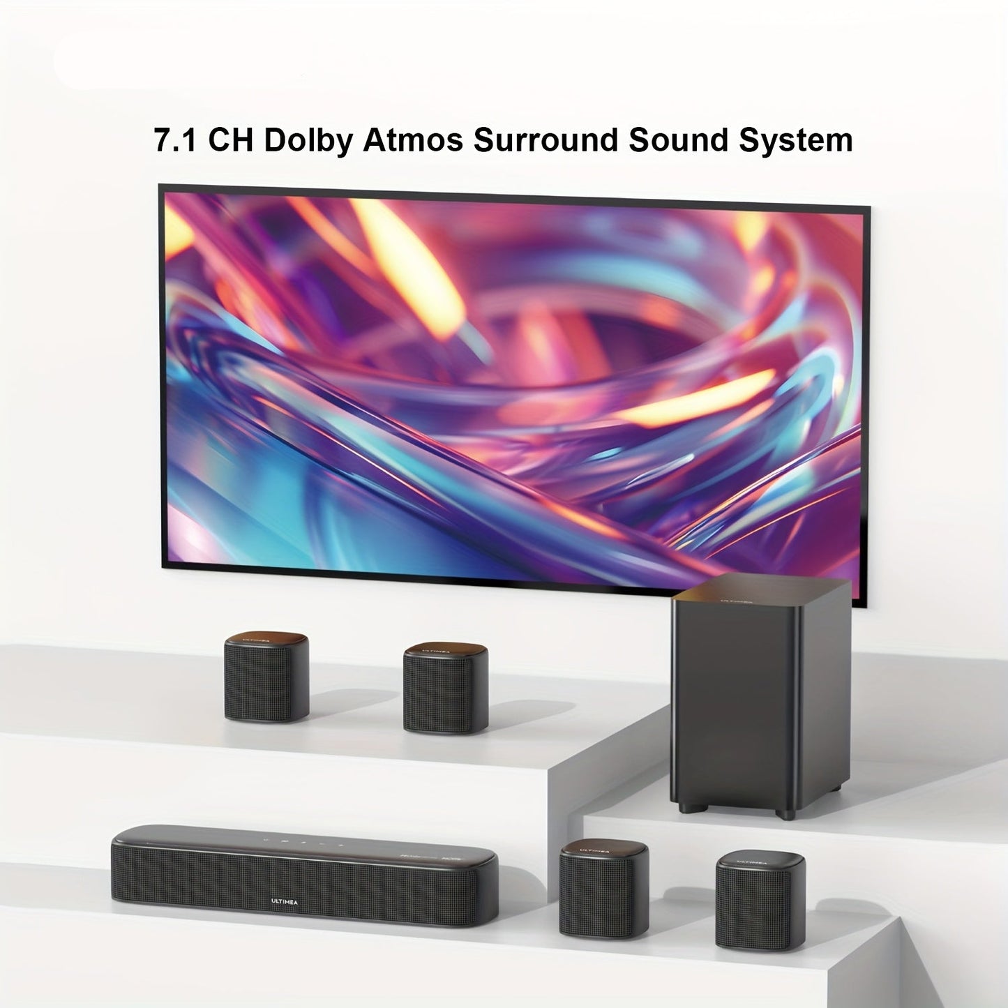 Surround Sound Systeem – Home Theater Set – Soundbar – Audio Installatie – Draadloos 7.1 Kanaals – Krachtige Subwoofer – HDMI eARC & Bass Boost – App Bedienbaar – Zwart