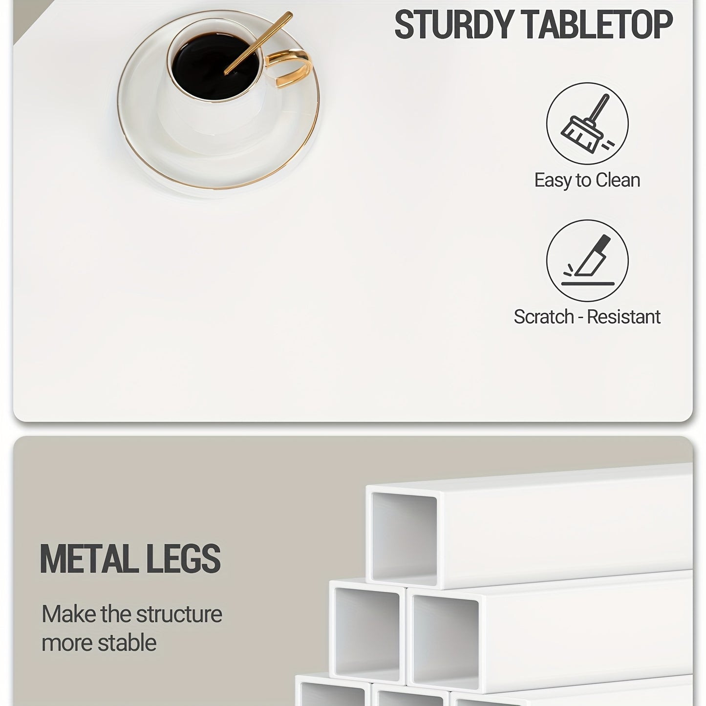 Salontafel – Woonkamertafel – Bijzettafel – Sofa Tafel – Tafel Met Lades – Wit Mat – 100x50x50 cm – Stalen Poten – 2 Lades + 4 Open Vakken