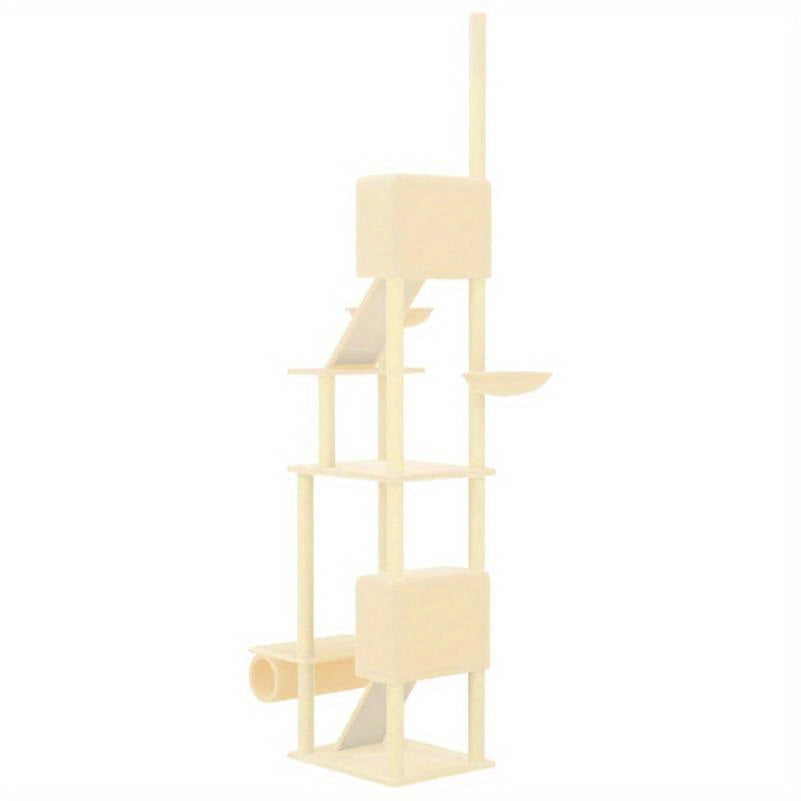 Krabpaal – Kattenkrabpaal – Kattenboom – Krabmeubel – Kattenhuis – Verstelbaar 277-303 cm – Stevig Karton – Multi-level Activiteitencentrum