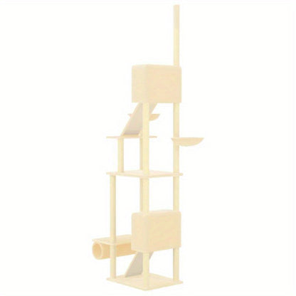 Krabpaal – Kattenkrabpaal – Kattenboom – Krabmeubel – Kattenhuis – Verstelbaar 277-303 cm – Stevig Karton – Multi-level Activiteitencentrum