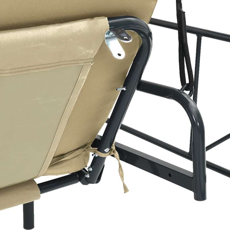 Hollywood Schommelbank – Tuinbank – Zitzak Schommel – Lounger – Swingbed – Stabiel Stalen Frame – Polyester Zonnedak – Sandkleur