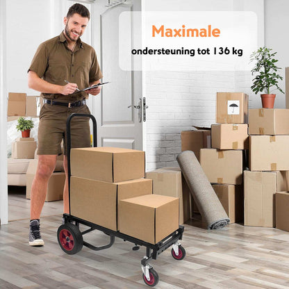 Opvouwbare Handkar – Handwagen – Steekwagen – Transportkar – Dolly – Compact en Uitbreidbaar – Maximaal Draagvermogen 136 kg – Uitschuifbaar Tot 112 cm