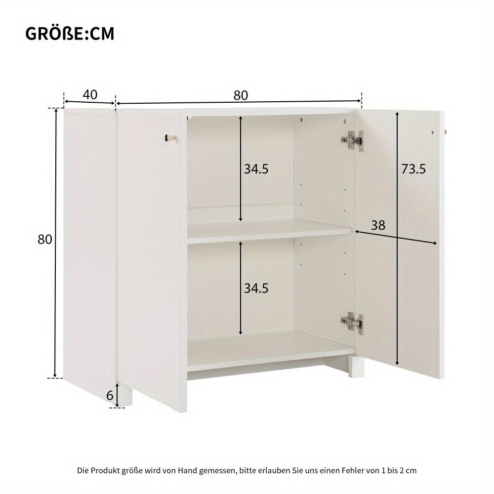 Kast – Opbergkast – Dressoir – Ladekast – Kledingkast – Wit Met Gouden Accenten – Compact 80x40x80 cm – Ruimtebesparend & Praktisch