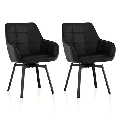 Draaibare Eetkamerstoelen – Stoel Set – Armstoel – Bureaustoel – Loungestoel – Zwart – 360° Draaibaar – Comfortabele Dikke Schuimvulling
