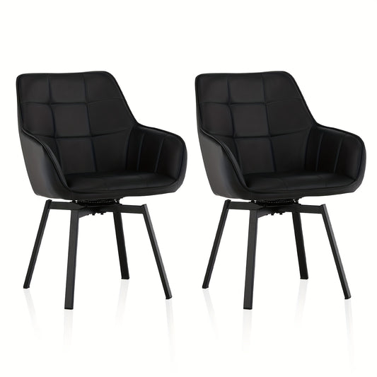 Draaibare Eetkamerstoelen – Stoel Set – Armstoel – Bureaustoel – Loungestoel – Zwart – 360° Draaibaar – Comfortabele Dikke Schuimvulling