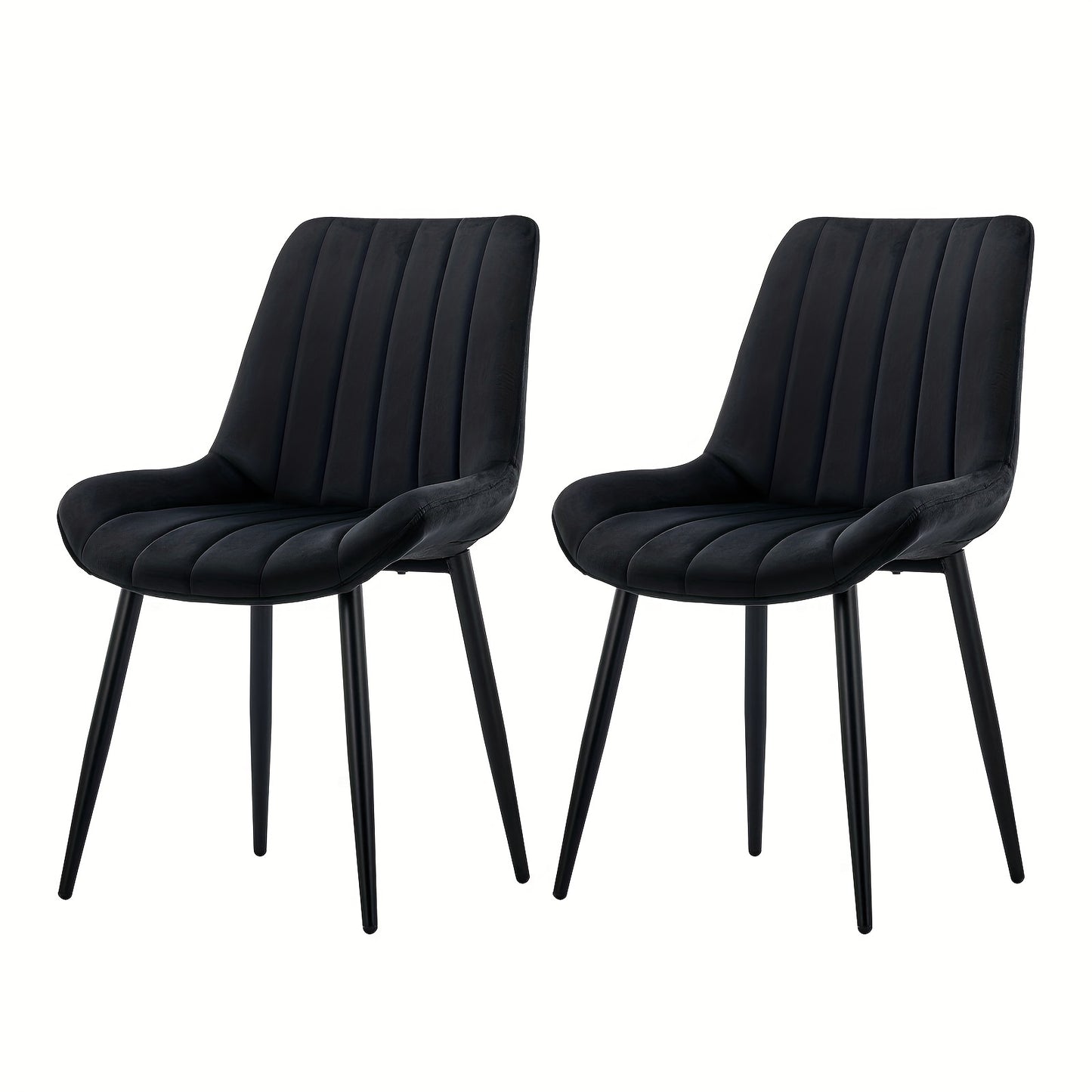 Eetkamerstoelen – Stoelen – Keukenstoelen – Velvet Stoelen – Set Van 2 Zwart – Metalen Poot – Comfortabel Memory Foam