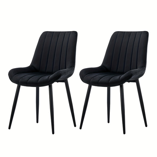 Eetkamerstoelen – Stoelen – Keukenstoelen – Velvet Stoelen – Set Van 2 Zwart – Metalen Poot – Comfortabel Memory Foam