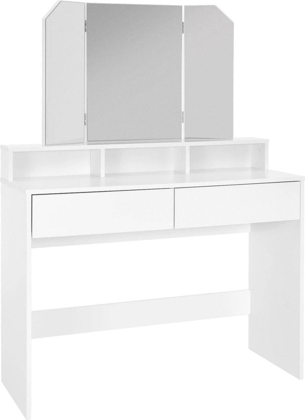 Kaptafel met 3-delige inklapbare spiegel 100x40x140 cm Wit ML-Design