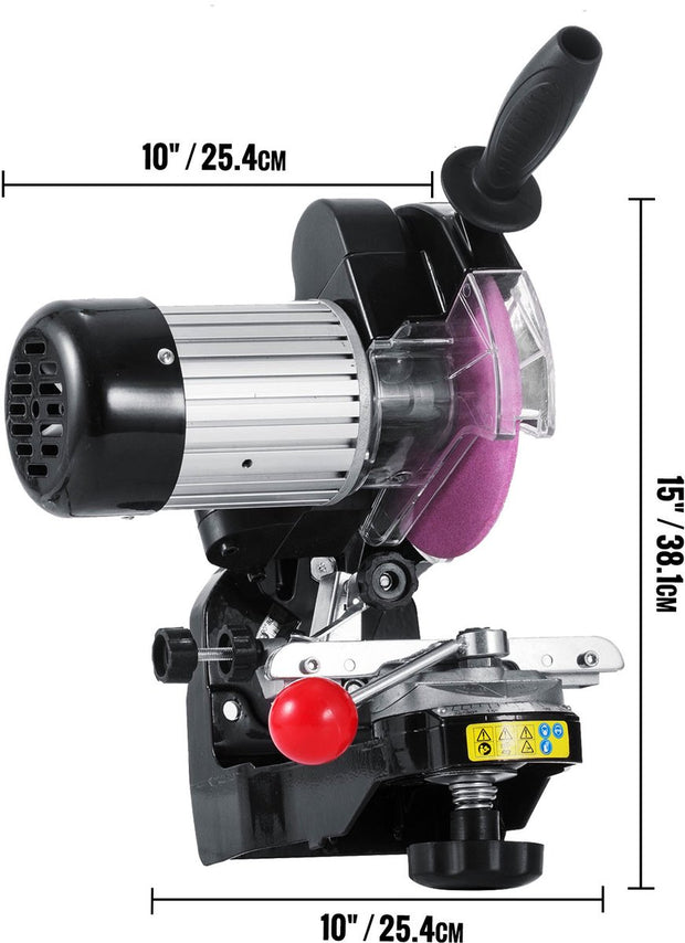 Aluminium Kettingzaag - Zaagkettingslijper - 230W - 3000 RPM - Werklamp & Antislip handvat - Kantelbare bankschroef - 5,5 Inch Slijpschijven - Breed toepasbaar