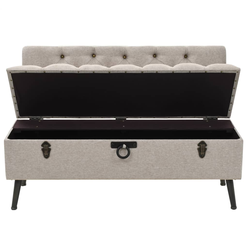 Opbergbank – Zitbank – Opbergkist – Halbank – Opbergmeubel – Kunstleren Bekleding – Hardhouten Frame – Rugleuning – Crème