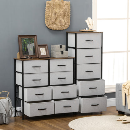 Opbergkast – Ladenkast – Dressoir – Stoffenkast – Opbergmeubel – Grijs – 5 Ruime Laden – Compacte Afmetingen 45x30x116 cm