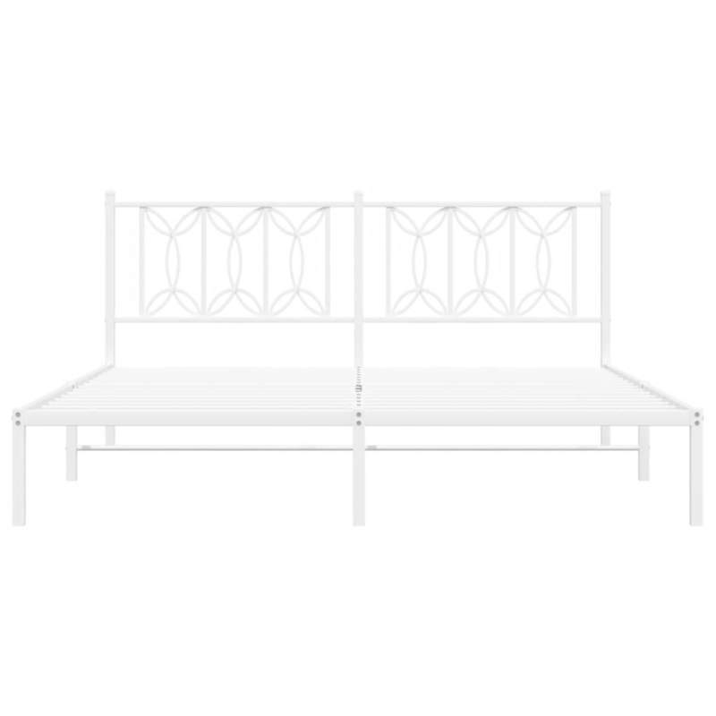 Bedframe Met Hoofdbord Metaal Wit 183X213 Cm