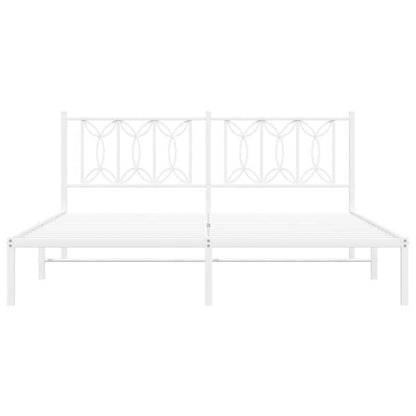 Bedframe Met Hoofdbord Metaal Wit 183X213 Cm