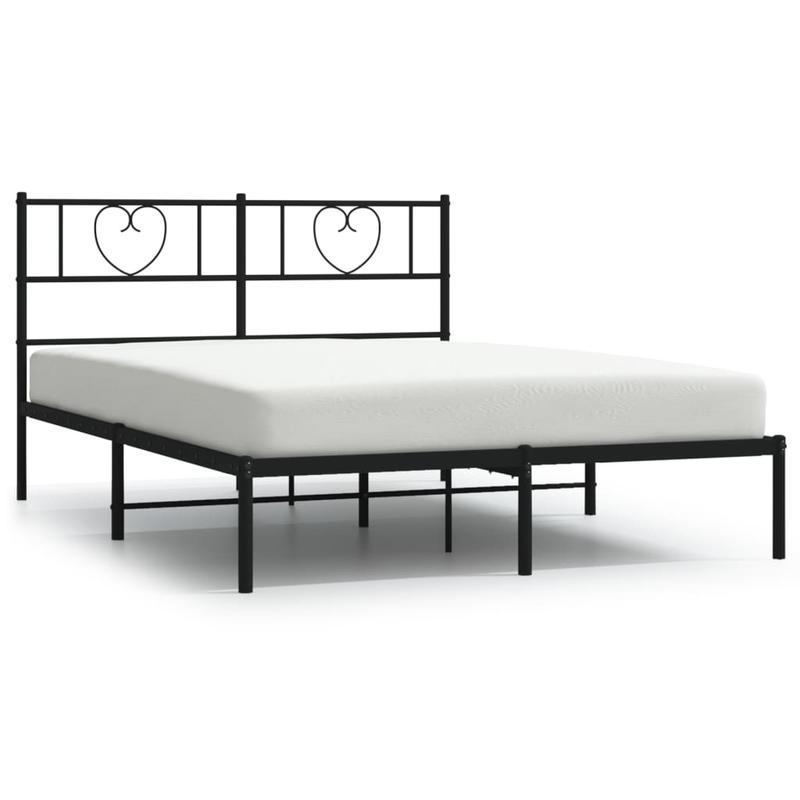 Bedframe – Metalen Bed – Tweepersoonsbed – Slaapbank – Bedombouw – 160x200 cm – Inclusief 2 Matrassen & 2 Hoofdborden – Zwart Metaal Met Gouden Accenten – Voorgemonteerd & Ruimtebesparend