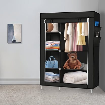 Draagbare Kledingkast – Kledingrek – Garderobekast – Opbergkast – Kleding Organizer – Compact 105x45x170 cm – Stevig IJzeren Frame – Ademend Stofhoes Zwart