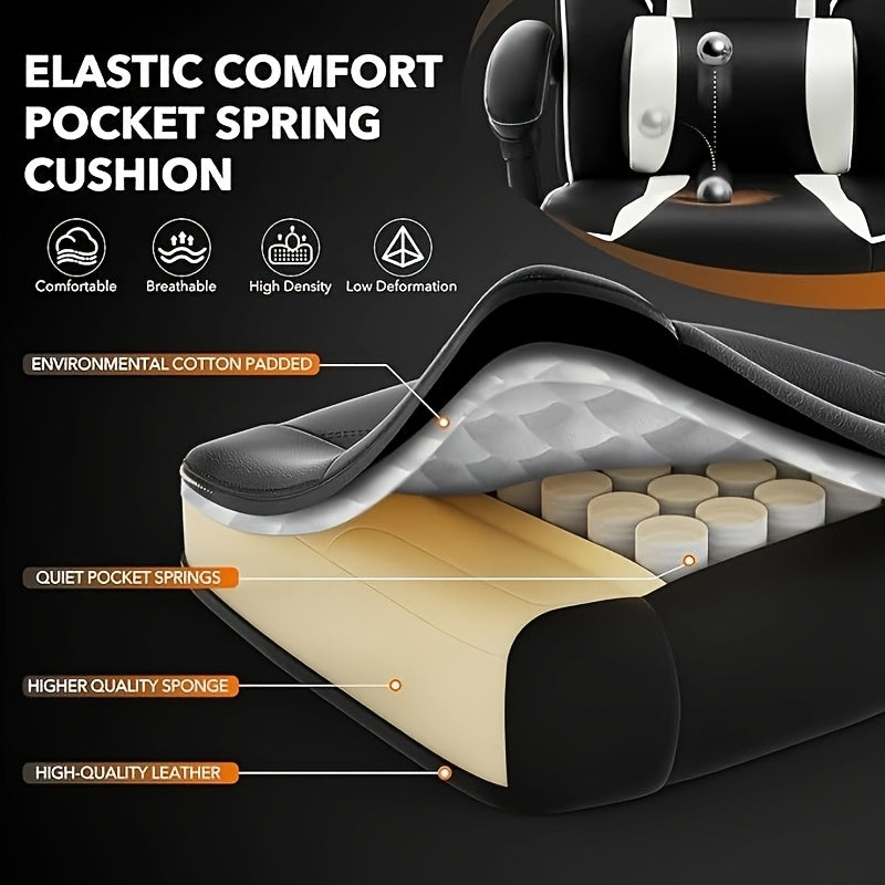 Big and Tall Gaming Chair with Footrest, Ergonomic Computer Chair with Headrest and Lumbar Support, High Back Adjustable Video Game Chairs, Recline Gaming Chair for Office