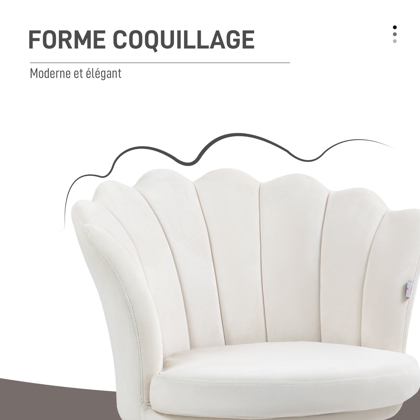 Velvet Stoel – Fauteuil – Eetkamerstoel – Woonkamerstoel – Slaapkamerstoel – Creme Kleur – Gouden Metalen Poten – Zacht Polyester Bekleed – Compacte Afmetingen 67x64x77 cm