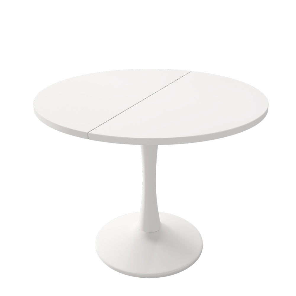 Modern Minimalist Extendable Oval/Rectangular Dining Table - White Convertible Table Suitable for Small Spaces, Easy Assembly, Durable Metal Frame, Expandable Length (100/140cm)