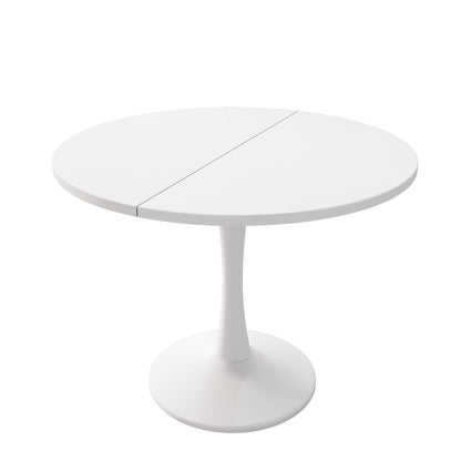 Modern Minimalist Extendable Oval/Rectangular Dining Table - White Convertible Table Suitable for Small Spaces, Easy Assembly, Durable Metal Frame, Expandable Length (100/140cm)