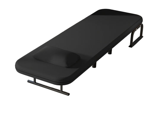 Verstelbare Zitzak – Relaxstoel – Hangstoel – Poef – Loungestoel – Zwarte Verstelbare Rugleuning – Metalen Frame – Comfortabele Hoofdsteun