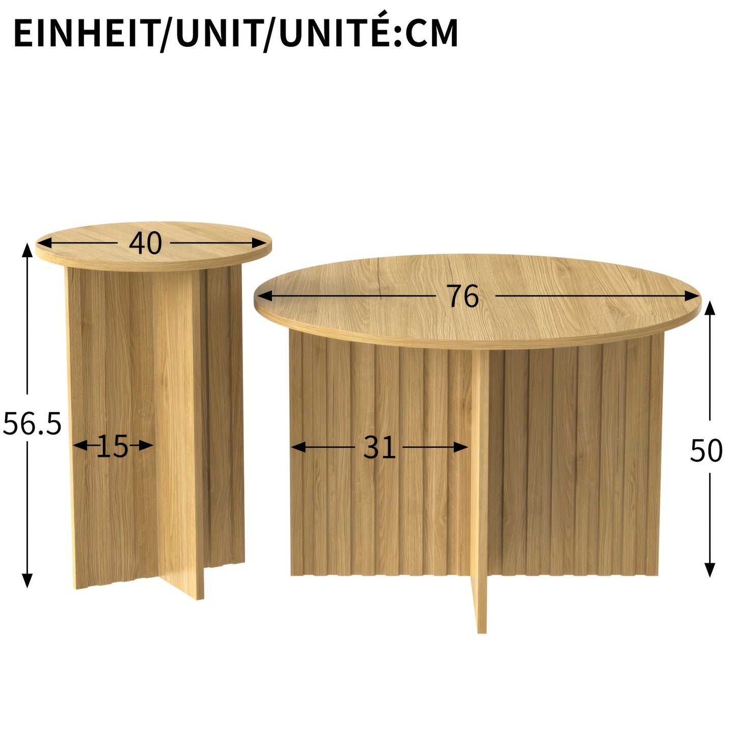 Salontafel Set – Koffietafel – Bijzettafel – Nesting Tafels – Scandinavische Tafels – Bamboe Materiaal – Ruimtebesparend Design