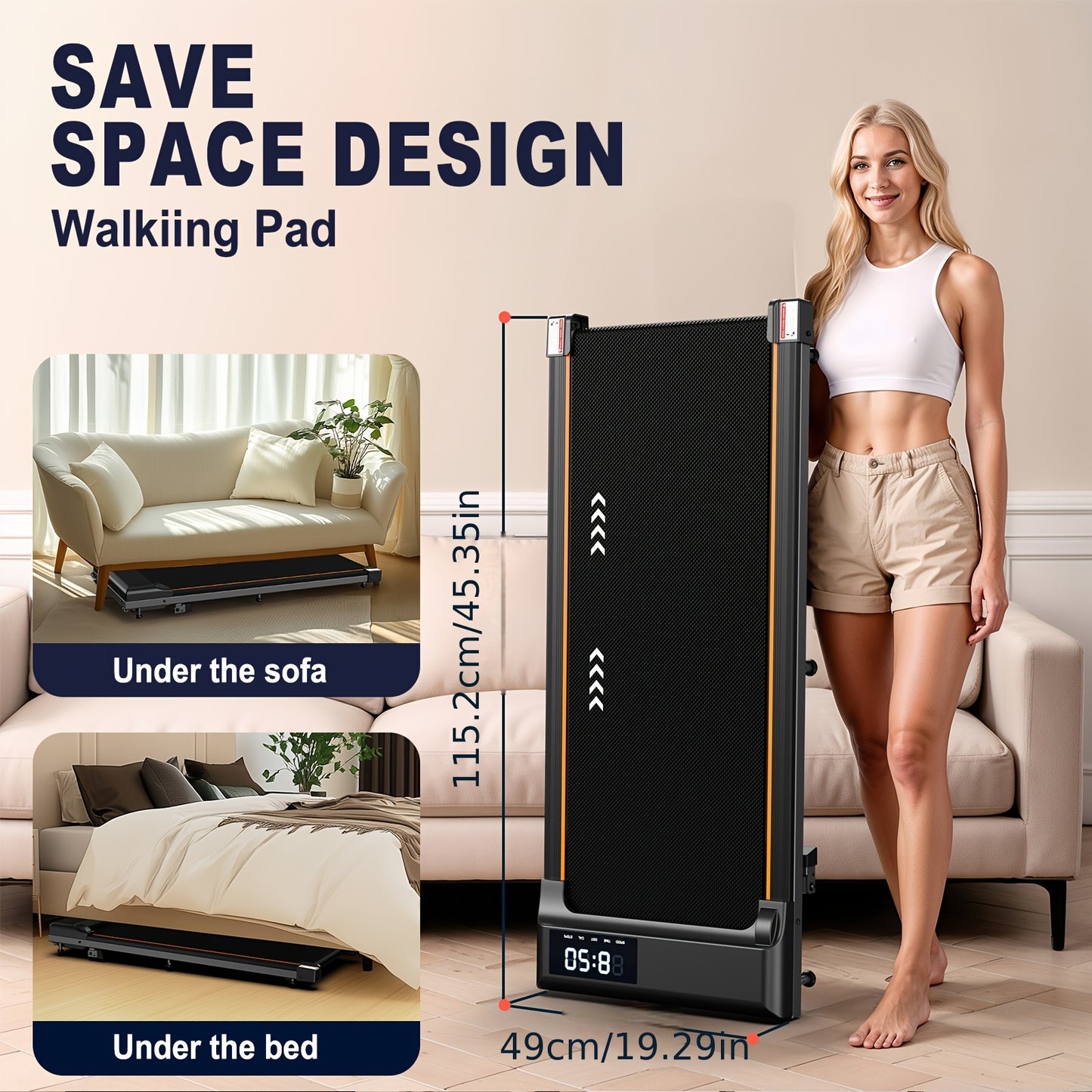 Walking Pad 2-in-1 Under Desk Walker with LED Display, Remote Control & 2.25HP Motor, Quiet Walking & Jogging Machine (1-6 Km/h)