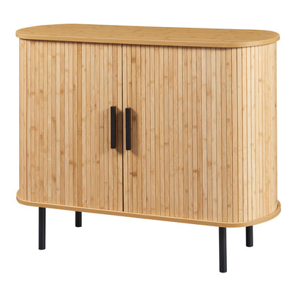 Dresser 'Tvedestrand' with 2 Sliding Doors 100 X 40 X 80 Cm Wood Colors / Black