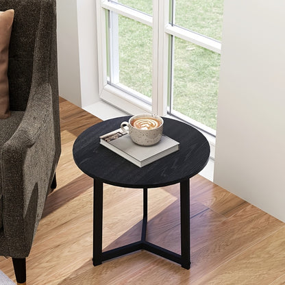 Expandable Stackable 2pcs Round Coffee Table & Side Table Set - Space-Saving Modern Sofa Table for Small Spaces, Expandable Table Suitable for Living Room, Bedroom, Compact Apartments - Assembly, Black Furniture