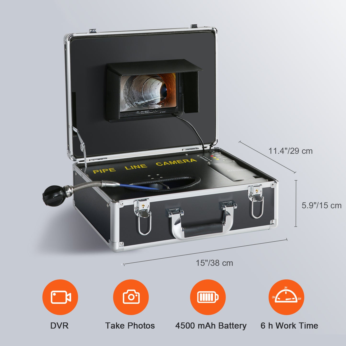 Rioleringcamera – Inspectiecamera – Endoscoop – Pijpcamera – Afvoerinspectie – 7 Inch Scherm – 12 LED’s verstelbaar – IP68 Waterdicht – 16 GB SD-kaart – 30 Meter Kabel