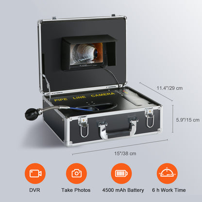 Rioleringcamera – Inspectiecamera – Endoscoop – Pijpcamera – Afvoerinspectie – 7 Inch Scherm – 12 LED’s verstelbaar – IP68 Waterdicht – 16 GB SD-kaart – 30 Meter Kabel