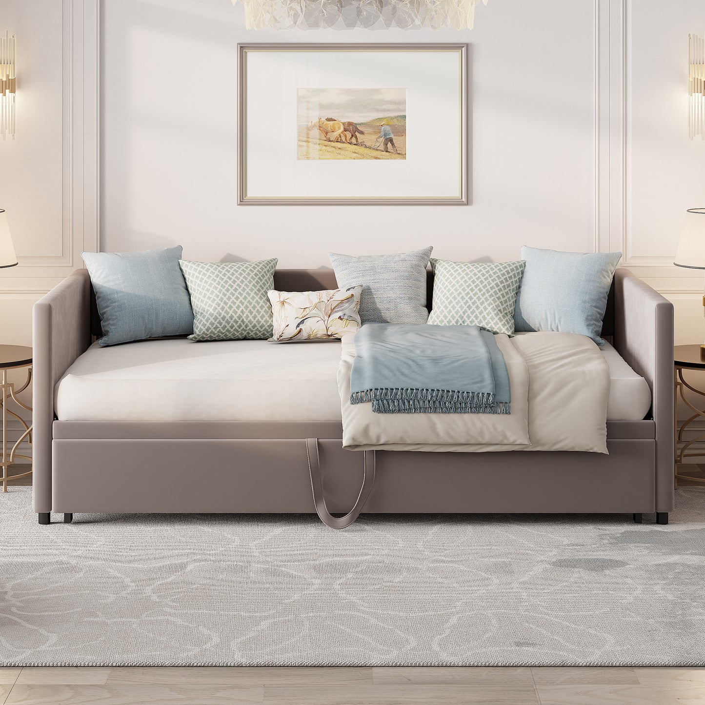 Gestoffeerd Bed – Uittrekbed – Slaapbank – Bedbank – Dagbed – Multifunctioneel – 90/180x200 cm – Fluwelen Bekleding – Lattenbodem