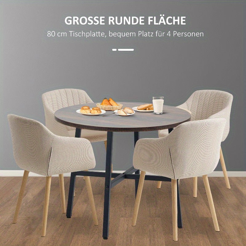 Eettafel Vierkant – Keukentafel – Tafel Voor 4 Personen – Eetkamertafel – Tafel Voor Kleine Ruimtes – Stalen Frame – Bruin Blad – Compact Design – Geen Montage