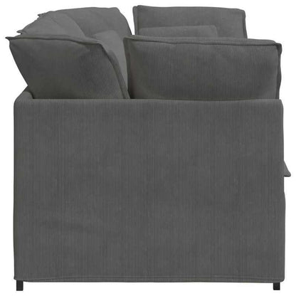 Modulaire Bank – Hoekbank – Zitbank – Modulair Sofa – Bankstel – Donkergrijs Corduroy – Stevige Houten Basis – Losse Kussens