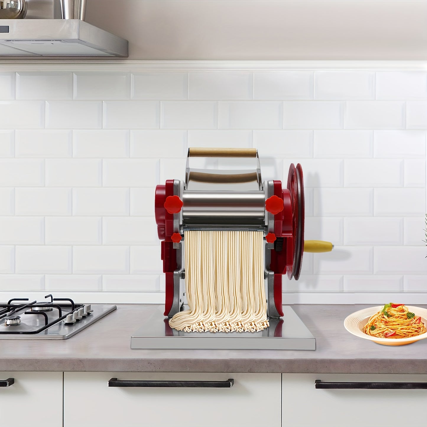 Pastamachine – Noedelmaker – Noodle Roller – Dumpling Maker – Wonton Machine – Roestvrij Staal & ABS – Voor 5-10 Personen – Variabele Snijdikte 0,5-5 mm