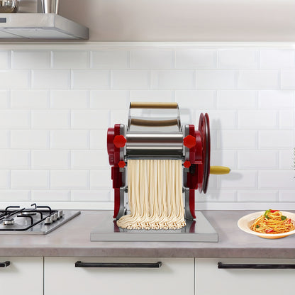 Pastamachine – Noedelmaker – Noodle Roller – Dumpling Maker – Wonton Machine – Roestvrij Staal & ABS – Voor 5-10 Personen – Variabele Snijdikte 0,5-5 mm