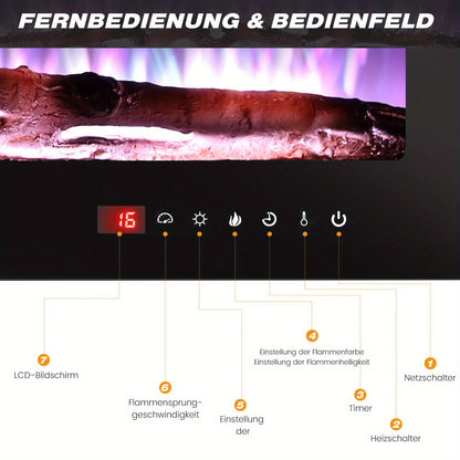 Elektrische Haard – Sfeerkachel – Wandhaard – Inbouwhaard – Vrijstaande Haard – 2000W Verwarming – Realistische 3D Vlammen Met Timer