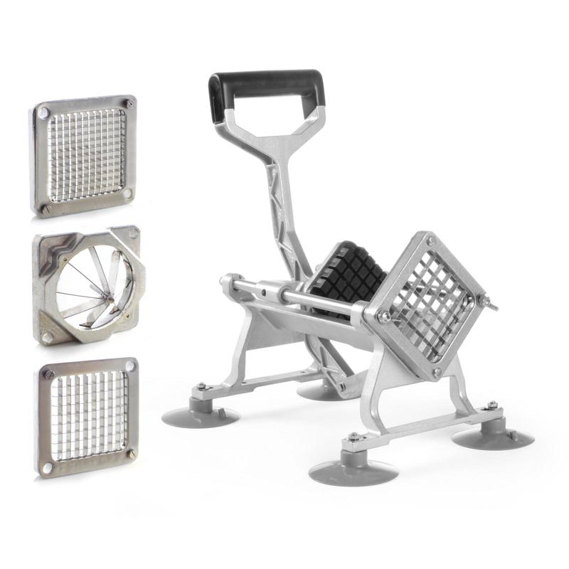 Aardappelsnijder – Frietsnijder – Patatsnijder – Groentesnijder – Fruitsnijder – 4 Verwisselbare Messen – Aluminium Behuizing & RVS Bladen – 43 cm