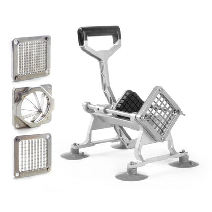 Aardappelsnijder – Frietsnijder – Patatsnijder – Groentesnijder – Fruitsnijder – 4 Verwisselbare Messen – Aluminium Behuizing & RVS Bladen – 43 cm