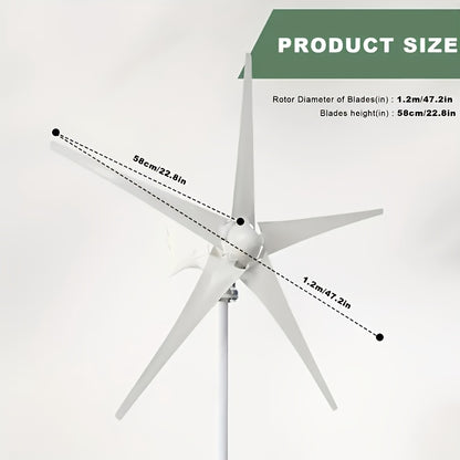 Horizontale Windturbine – Windenergie Generator – Duurzame Energie – Off-Grid Turbine – 800 Watt Vermogen – 12V - Stil Geluidsniveau