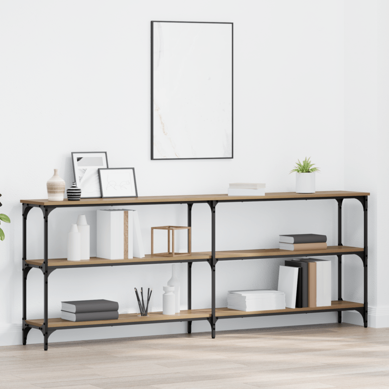 Sidetable – Consoletafel – Wandtafel – Haltafel – Bijzettafel – Massief Eikenhout – 200x29x75 cm – Smal en Duurzaam