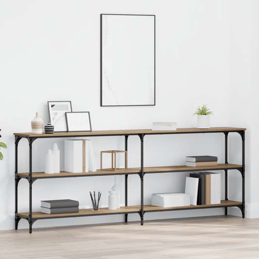 Sidetable – Consoletafel – Wandtafel – Haltafel – Bijzettafel – Massief Eikenhout – 200x29x75 cm – Smal en Duurzaam