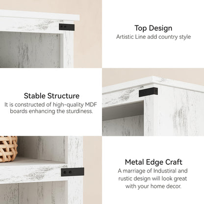 Farmhouse Book Shelf, 5 Tier Book Shelf for Display, 171.2cm Wooden Bookcase for Storage, 5 Shelf Display Shelvesfor Home Office, Living Room, Bed Room-Grey