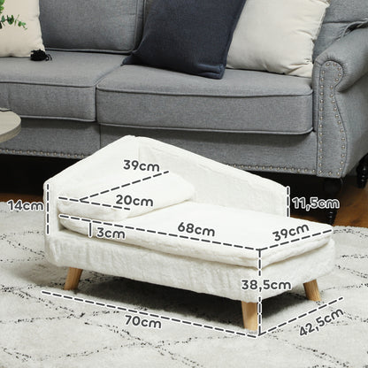 Hondenbank – Kattenbank – Huisdierenbed – Dierenbank – Zacht Kussen – Verwijderbare Wasbare Hoezen – Verhoogd Ontwerp – Polyester Met Katoenen Vulling – Creme – 70 x 42,5 x 38,5 cm – Geschikt Tot 15 kg