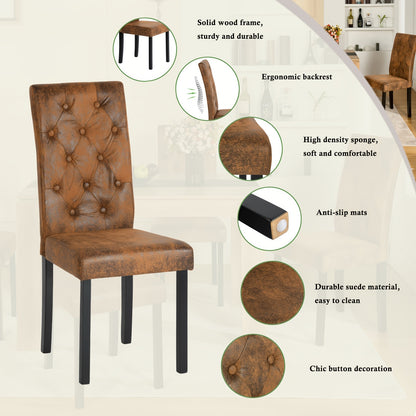 Eetkamerstoelen – Stoelen – Dining Stoelen – Keukenstoelen – Zitmeubels – 2-delige Set – Suède Bekleding Met Knopen – Stevige Houten Poten