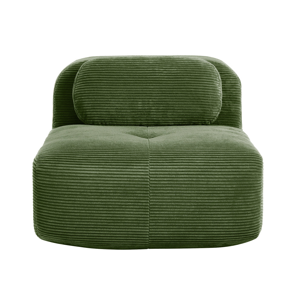 Modulaire Bank – Hoekbank – Woonbank – Loungebank – Zithoek – Zonder Armleuningen – Corduroy Stof Groen – Geen Montage Nodig – Comfortabele Volle Kussens – Stevige Non-Slip Onderkant