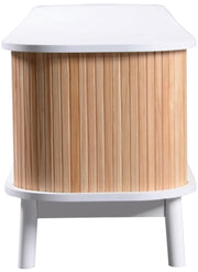 TV-Meubel - van Natuurlijke Houtmix - met Deuren en Lades - TV-Meubel met Rotan Zijkanten - Opbergoplossing - Natuurlijke - Landhuisstijl